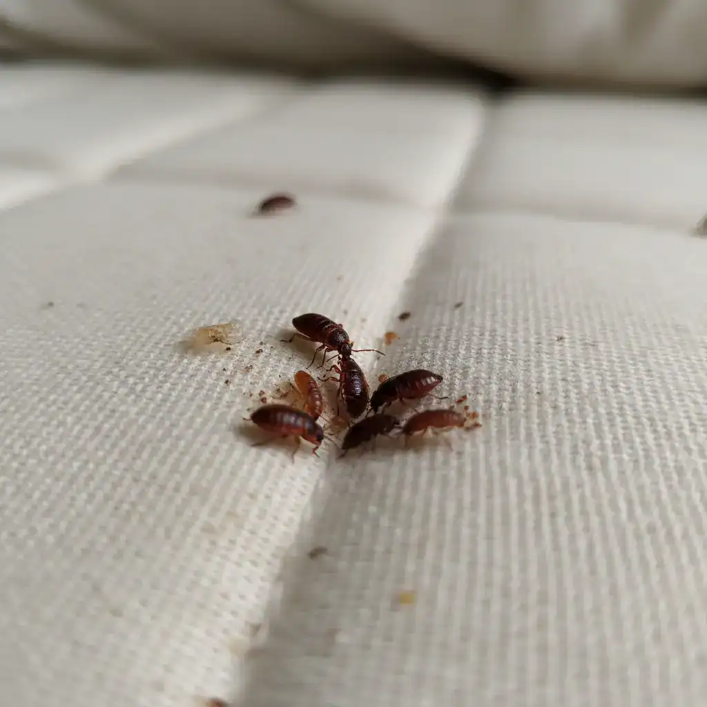 Lutte contre les punaises de lit à Cassis 2 Punaises de lit sur un matelas avant traitement