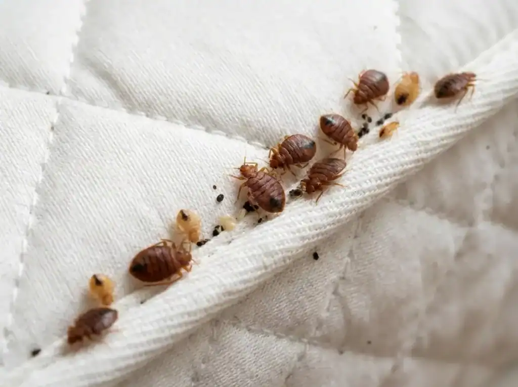 Traitement des punaises de lit à Rognac 3 Punaises de lit et larves sur un matelas