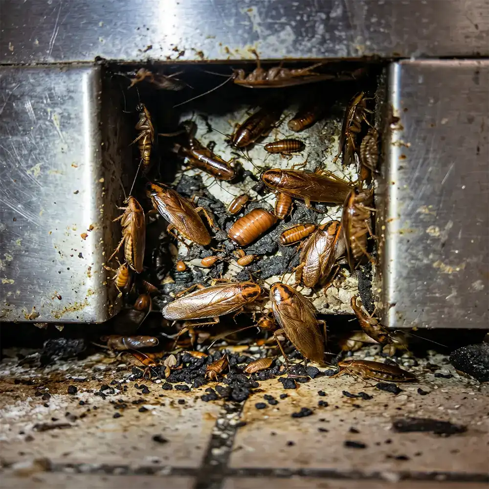 Cafards sous un pétrin industriel