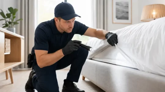 Punaises de lit dans votre Airbnb : comment réagir et protéger votre activité ? 1 Inspection dans un airBNB à la recherche de punaises de lit