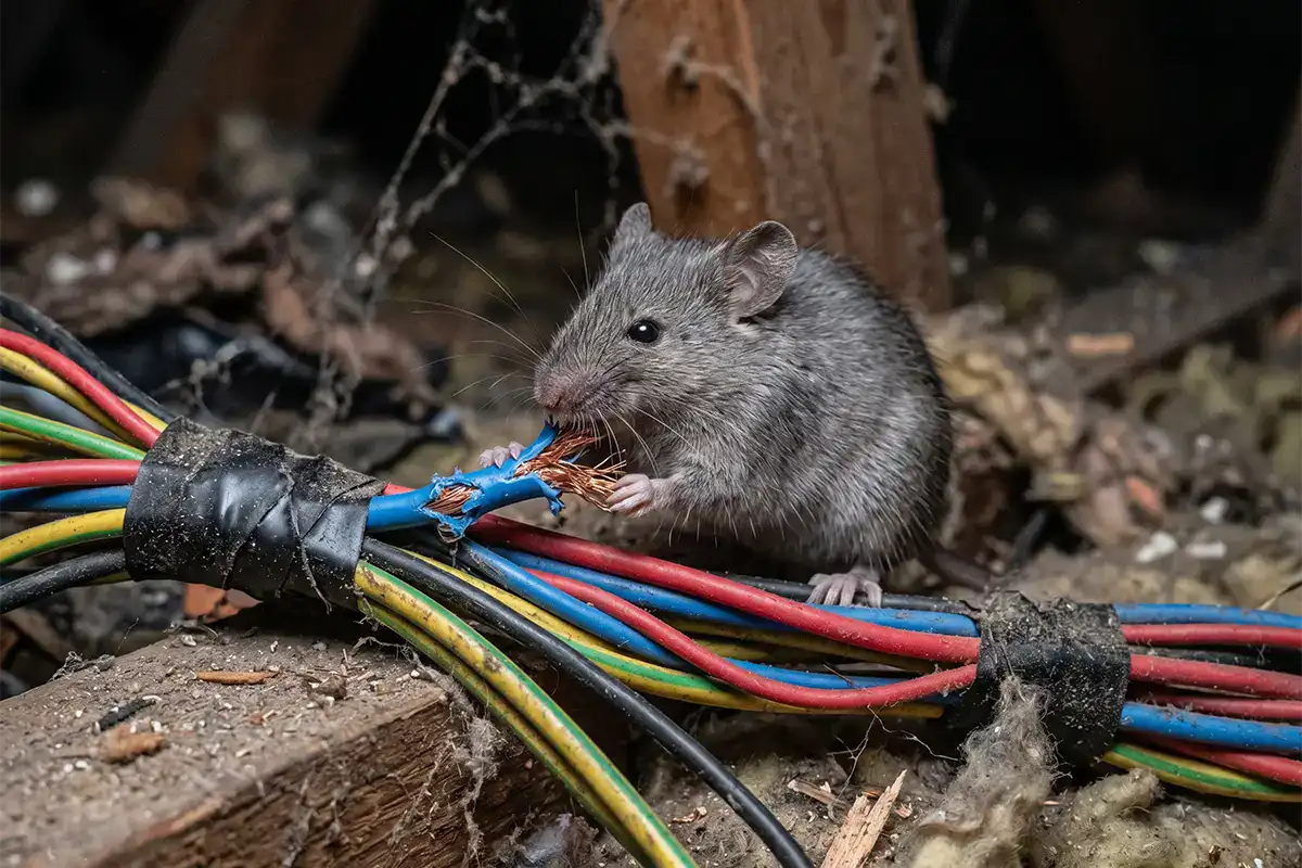 Dératisation à Marseille 2 Souris ronge des câbles électriques dans un grenier à Marseille